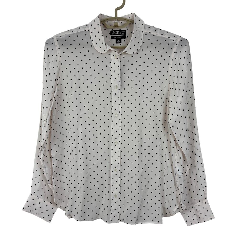 J.Crew Jules club-collar shirt in dot print NEW 8 Bridal Blush Pink preppy